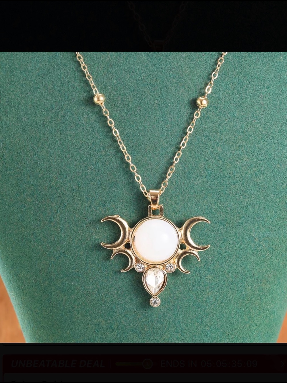 ⭐️ Triple Moon Pendant Necklace with White Cabochon New